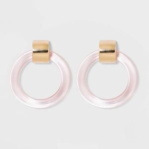 Sugarfix by BaubleBar Doorknocker Clear Acrylic Hoop Earrings in Blush NWT
